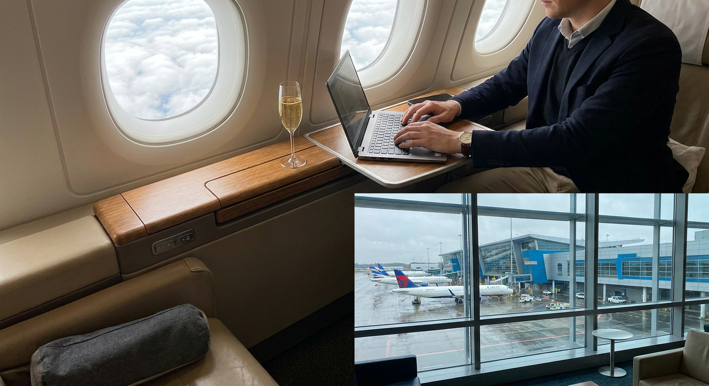 Corporate travel management India — business executive first class travel and airport