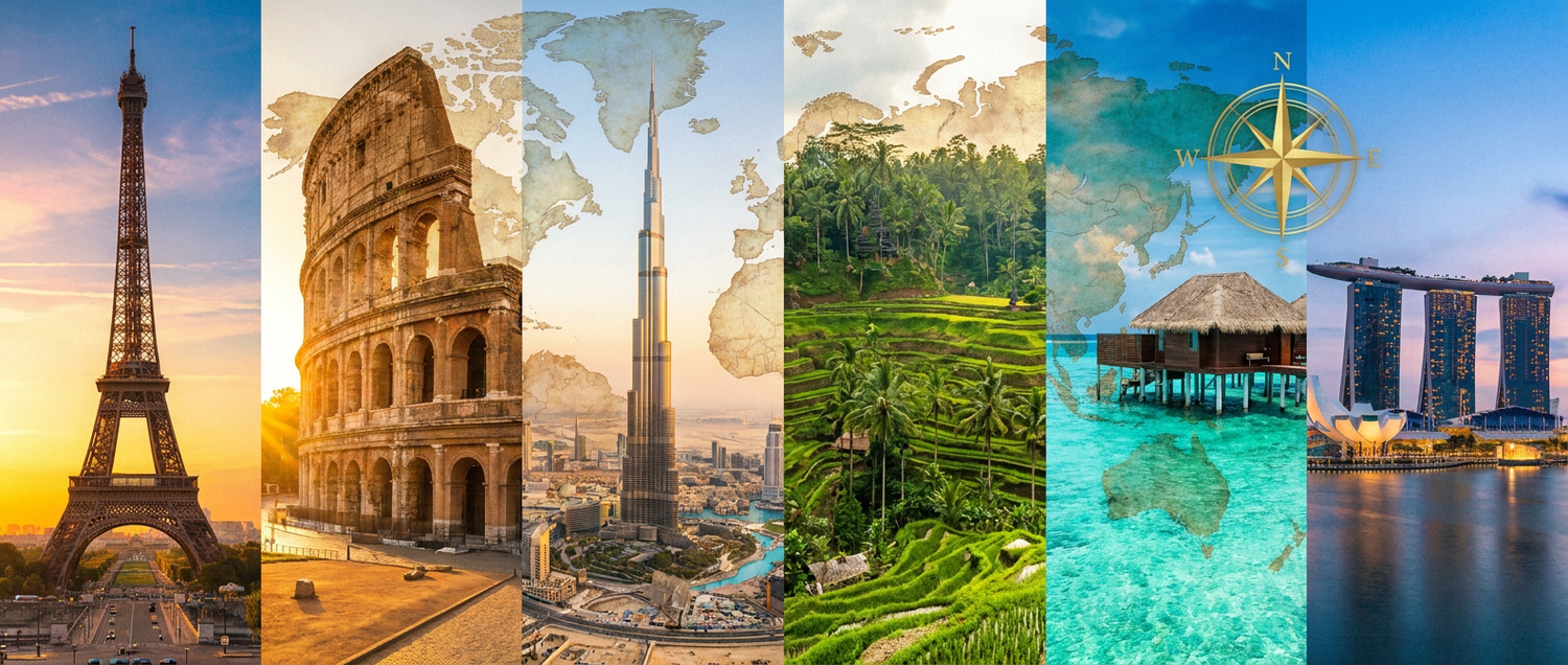 International tour packages from India — Europe, Dubai, Bali, Maldives and more